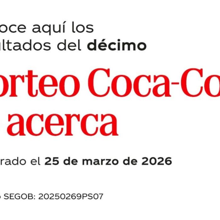 Coca‑Cola publica resultados del décimo sorteo de la promoción ‘Coca‑Cola te acerca’ realizado el 25 de marzo de 2026