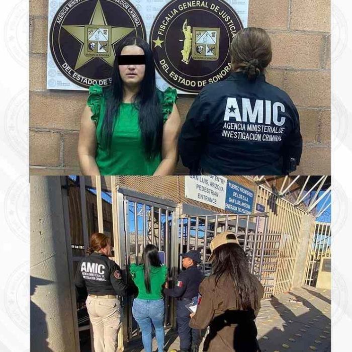 Fiscalía de Sonora detiene en San Luis Río Colorado a ciudadana estadounidense buscada por presunto tráfico de fentanilo