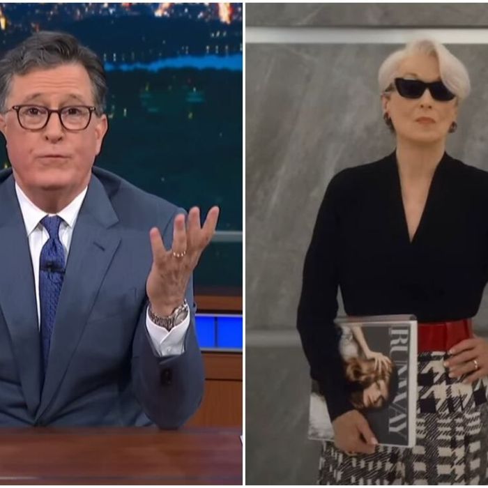 Meryl Streep en “The Late Show”: el suéter cerúleo y la gira de promoción de El diablo viste a la moda 2